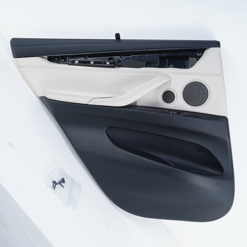14-18 BMW Rear Left Door Panel LCEW Ivory White Dakota X5 w/Leather Dash F15