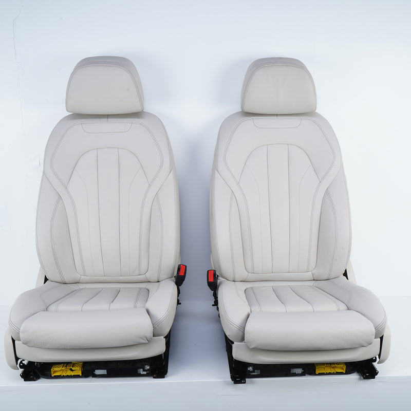 14-18 OEM BMW Front Seat Set Ivory White Dakota Leather X5 7383864 F15