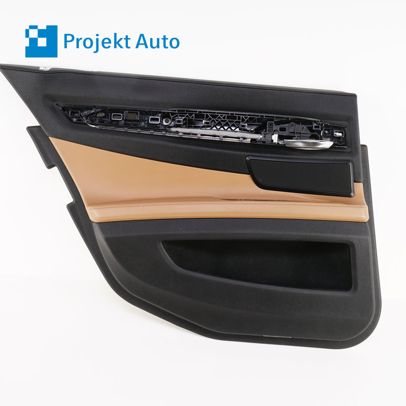 09-15 OEM BMW Rear Left Door Panel Saddle Brown Nappa 740i 750i NAD5 F01 F04