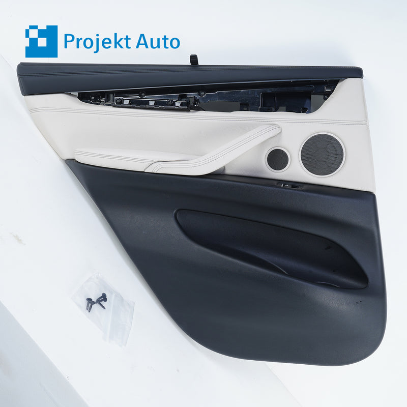 14-18 BMW Rear Left Door Panel LCEW Ivory White Dakota X5 w/Leather Dash F15